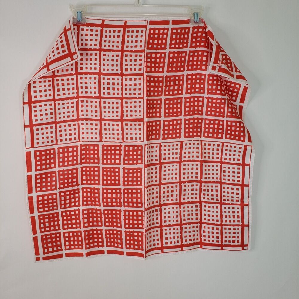 Vintage 80s 90s Vera Neumann Scarf Square Red White Squares Grid  26"